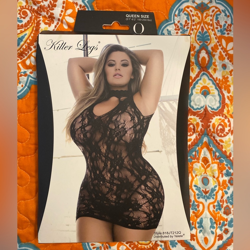Killer Legs Black Lace Bodystocking - Queen Size